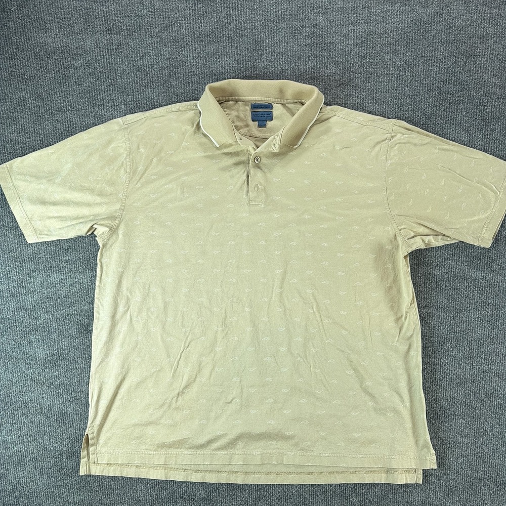 Dockers Tour Mens XXL Tan Paisley Mercerized Cotton Short Sleeve Polo Shirt Golf